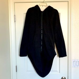 Medium Black Cardigan Coat Long Sleeve Fashion Slim Fit Hooded Outerwear Jacket